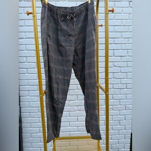 Old Navy Women’s Plaid Drawstring Pants - Brown/Gray Size L